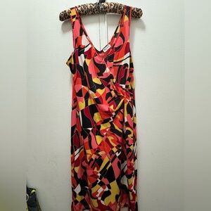 Y2K 90s BCBG Paris Kaleidoscope Side Knot Dress XL
